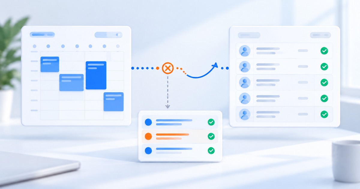 Календарь и карточки CRM соединены цепочкой событий с восстановлением пропущенного сообщения